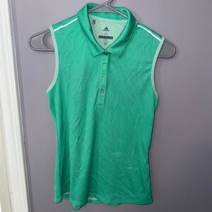 Adidas Green Sleeveless Athletic Polo Shirt